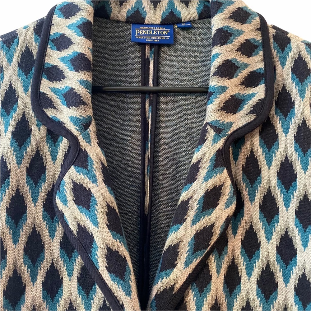 PENDLETON Ikat Blue/Gray Blazer Jacket - Picture 6 of 7